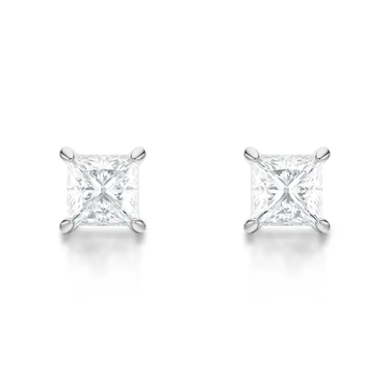 Kolczyki z kwadratowym diamentem białe złoto SBK_003